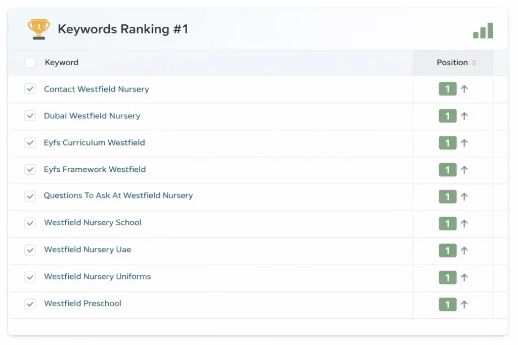 Westfield Nursery Keywords Ranking